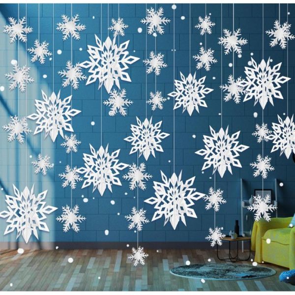 Snowflake Window Ornaments  Hanging Snowflake Decor – Window Flakes